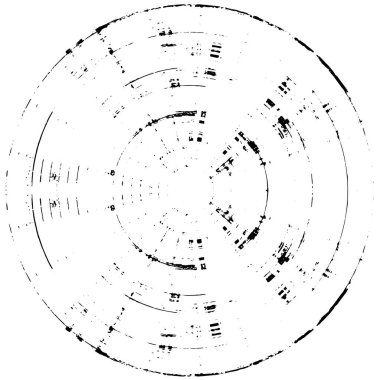 Beyaz arka planda soyut grunge dairesi, yaratıcı siyah beyaz desen, eski püskü boya dokusu