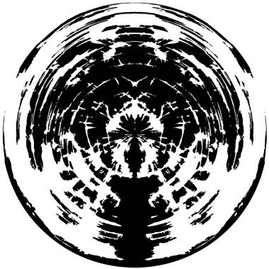 Beyaz arkaplanda soyut siyah yuvarlak şekil. Grafik tasarım elementi. Vektör illüstrasyonu 