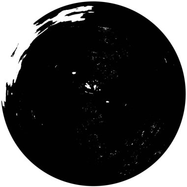 Beyaz arkaplanda soyut siyah yuvarlak şekil damgası. Web için grafik tasarım ögesi, kurumsal kimlik, kartlar, baskılar vs. Vektör illüstrasyonu