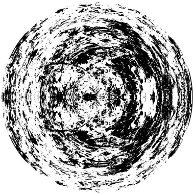 Beyaz arkaplanda soyut siyah yuvarlak şekil damgası. Web için grafik tasarım ögesi, kurumsal kimlik, kartlar, baskılar vs. Vektör illüstrasyonu