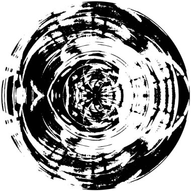 Beyaz arkaplanda soyut siyah yuvarlak şekil damgası. Web için grafik tasarım ögesi, kurumsal kimlik, kartlar, baskılar vs. Vektör illüstrasyonu