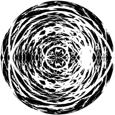 Beyaz arkaplanda soyut siyah yuvarlak şekil. Grafik tasarım elementi. Vektör illüstrasyonu 