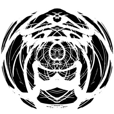 Beyaz arkaplanda soyut siyah yuvarlak şekil. Grafik tasarım elementi. Vektör illüstrasyonu 