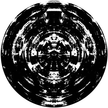 Vektör çizimi. Beyaz arkaplanda soyut siyah yuvarlak şekil.  