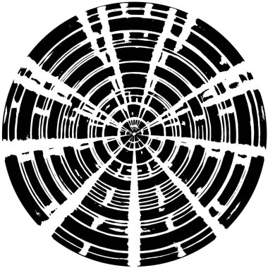 Vektör çizimi. Beyaz arkaplanda soyut siyah yuvarlak şekil.  