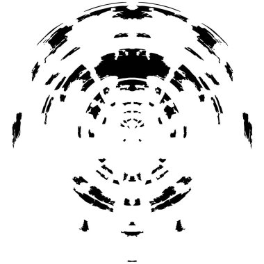 Vektör çizimi. Beyaz arkaplanda soyut siyah yuvarlak şekil.  