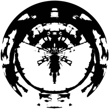 soyut siyah-beyaz daire damgası, grunge vintage arkaplan, vektör illüstrasyonu