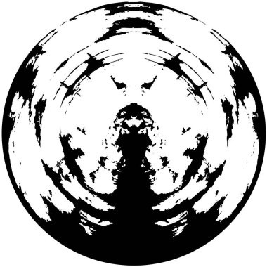 siyah ve beyaz yuvarlak grunge kaplama elementi. daire deseni, kirli vintage monokrom vektörü