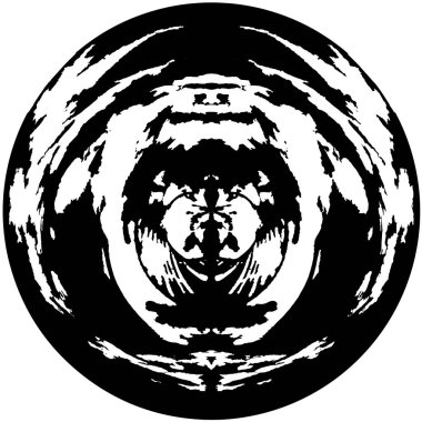 siyah ve beyaz yuvarlak grunge kaplama elementi. daire deseni, kirli vintage monokrom vektörü