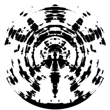 siyah ve beyaz yuvarlak grunge kaplama elementi. daire deseni, kirli vintage monokrom vektörü