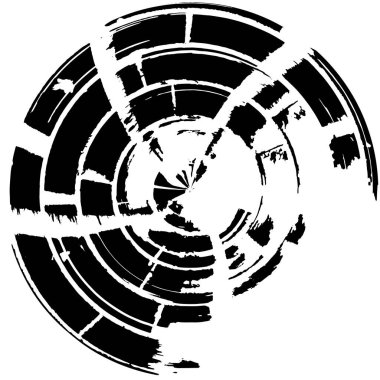 soyut siyah beyaz daire damgası, yuvarlak vektör illüstrasyon tasarımı