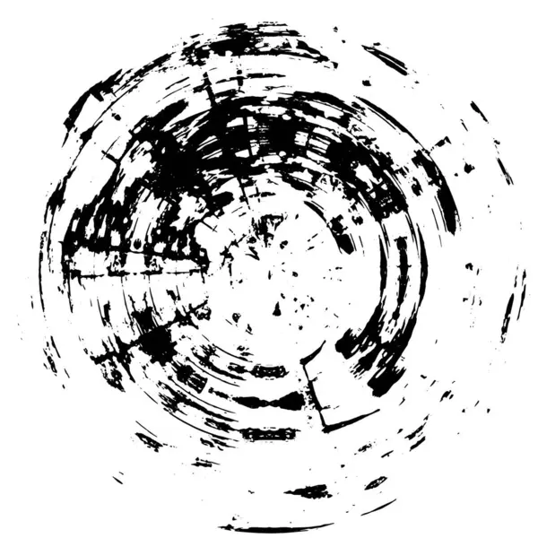 Черный Белый Круглый Элемент Наложения Гранжа — стоковый вектор