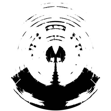 Grunge Yuvarlak Elementi. Yaratıcı Grafik Tasarımı İçin Soyut Çember Boyama. Tehlike Doku Arkaplanı. Bir Kaleydoskop 'un geometrik elementlerine sahip bir halka biçiminde arkaplan