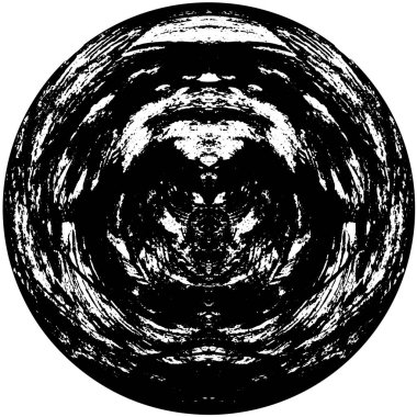 Grunge Yuvarlak Elementi. Yaratıcı Grafik Tasarımı İçin Soyut Çember Boyama. Tehlike Doku Arkaplanı. Bir Kaleydoskop 'un geometrik elementlerine sahip bir halka biçiminde arkaplan