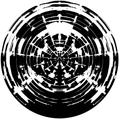Grunge Yuvarlak Elementi. Yaratıcı Grafik Tasarımı İçin Soyut Çember Boyama. Tehlike Doku Arkaplanı. Bir Kaleydoskop 'un geometrik elementlerine sahip bir halka biçiminde arkaplan