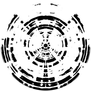 Grunge Yuvarlak Elementi. Yaratıcı Grafik Tasarımı İçin Soyut Çember Boyama. Tehlike Doku Arkaplanı. Bir Kaleydoskop 'un geometrik elementlerine sahip bir halka biçiminde arkaplan