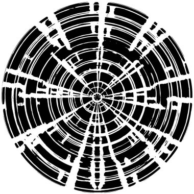 Grunge Yuvarlak Elementi. Yaratıcı Grafik Tasarımı İçin Soyut Çember Boyama. Tehlike Doku Arkaplanı. Bir Kaleydoskop 'un geometrik elementlerine sahip bir halka biçiminde arkaplan