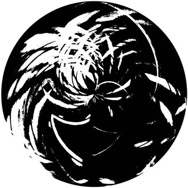 Grunge Yuvarlak Elementi. Yaratıcı Grafik Tasarımı İçin Soyut Çember Boyama. Tehlike Doku Arkaplanı. Bir Kaleydoskop 'un geometrik elementlerine sahip bir halka biçiminde arkaplan