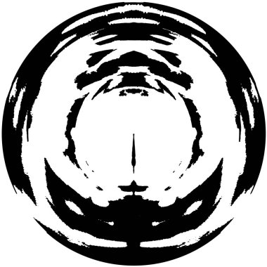 Grunge Yuvarlak Elementi. Yaratıcı Grafik Tasarımı İçin Soyut Çember Boyama. Tehlike Doku Arkaplanı. Bir Kaleydoskop 'un geometrik elementlerine sahip bir halka biçiminde arkaplan