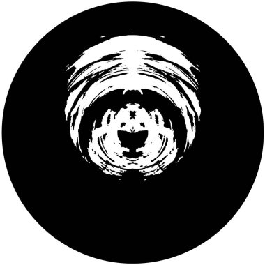 Grunge Yuvarlak Elementi. Yaratıcı Grafik Tasarımı İçin Soyut Çember Boyama. Tehlike Doku Arkaplanı. Bir Kaleydoskop 'un geometrik elementlerine sahip bir halka biçiminde arkaplan