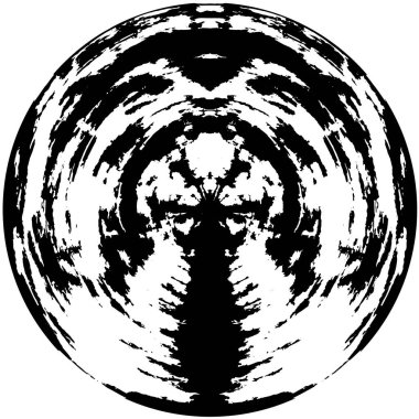 Grunge Yuvarlak Elementi. Yaratıcı Grafik Tasarımı İçin Soyut Çember Boyama. Tehlike Doku Arkaplanı. Bir Kaleydoskop 'un geometrik elementlerine sahip bir halka biçiminde arkaplan