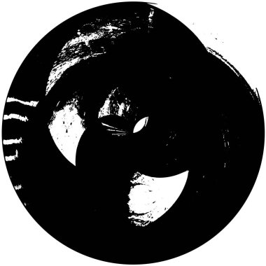 Grunge Yuvarlak Elementi. Yaratıcı Grafik Tasarımı İçin Soyut Çember Boyama. Tehlike Doku Arkaplanı. Bir Kaleydoskop 'un geometrik elementlerine sahip bir halka biçiminde arkaplan