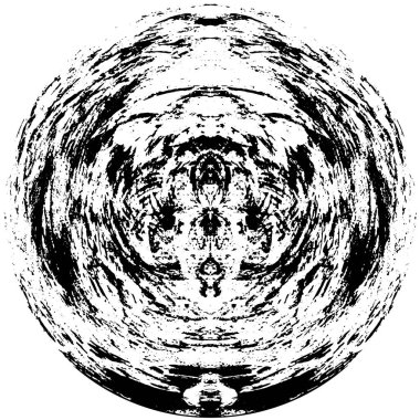 Grunge Yuvarlak Elementi. Yaratıcı Grafik Tasarımı İçin Soyut Çember Boyama. Tehlike Doku Arkaplanı. Bir Kaleydoskop 'un geometrik elementlerine sahip bir halka biçiminde arkaplan