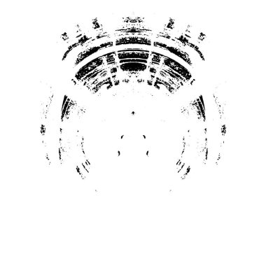 Grunge Yuvarlak Elementi. Yaratıcı Grafik Tasarımı İçin Soyut Çember Boyama. Tehlike Doku Arkaplanı. Bir Kaleydoskop 'un geometrik elementlerine sahip bir halka biçiminde arkaplan