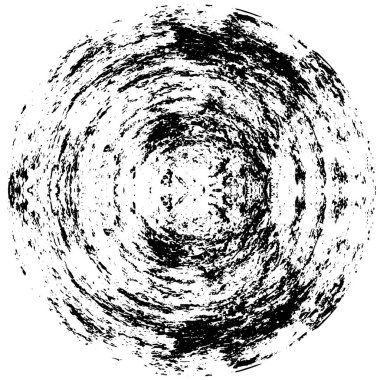 Grunge Yuvarlak Elementi. Yaratıcı Grafik Tasarımı İçin Soyut Çember Boyama. Tehlike Doku Arkaplanı. Bir Kaleydoskop 'un geometrik elementlerine sahip bir halka biçiminde arkaplan