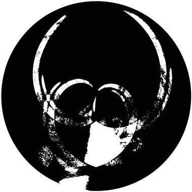 Grunge Yuvarlak Elementi. Yaratıcı Grafik Tasarımı İçin Soyut Çember Boyama. Tehlike Doku Arkaplanı. Bir Kaleydoskop 'un geometrik elementlerine sahip bir halka biçiminde arkaplan.