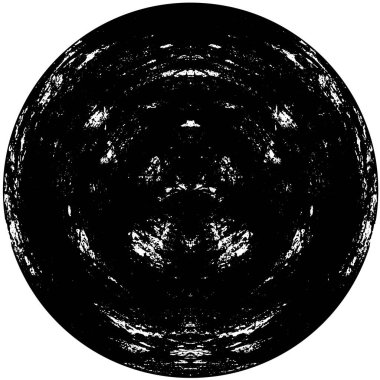 Grunge Yuvarlak Elementi. Yaratıcı Grafik Tasarımı İçin Soyut Çember Boyama. Tehlike Doku Arkaplanı. Bir Kaleydoskop 'un geometrik elementlerine sahip bir halka biçiminde arkaplan.