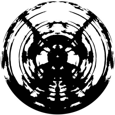 Grunge Yuvarlak Elementi. Yaratıcı Grafik Tasarımı İçin Soyut Çember Boyama. Tehlike Doku Arkaplanı. Bir Kaleydoskop 'un geometrik elementlerine sahip bir halka biçiminde arkaplan.