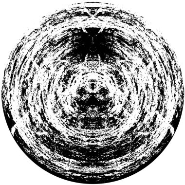 Grunge Yuvarlak Elementi. Yaratıcı Grafik Tasarımı İçin Soyut Çember Boyama. Tehlike Doku Arkaplanı. Bir Kaleydoskop 'un geometrik elementlerine sahip bir halka biçiminde arkaplan.