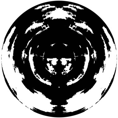Grunge Yuvarlak Elementi. Yaratıcı Grafik Tasarımı İçin Soyut Çember Boyama. Tehlike Doku Arkaplanı. Bir Kaleydoskop 'un geometrik elementlerine sahip bir halka biçiminde arkaplan.