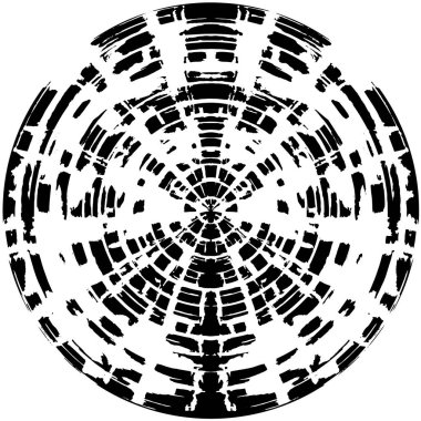 Grunge Yuvarlak Elementi. Yaratıcı Grafik Tasarımı İçin Soyut Çember Boyama. Tehlike Doku Arkaplanı. Bir Kaleydoskop 'un geometrik elementlerine sahip bir halka biçiminde arkaplan.