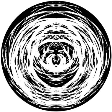Grunge Yuvarlak Elementi. Yaratıcı Grafik Tasarımı İçin Soyut Çember Boyama. Tehlike Doku Arkaplanı. Bir Kaleydoskop 'un geometrik elementlerine sahip bir halka biçiminde arkaplan.