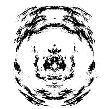 Grunge Yuvarlak Elementi. Yaratıcı Grafik Tasarımı İçin Soyut Çember Boyama. Tehlike Doku Arkaplanı. Bir Kaleydoskop 'un geometrik elementlerine sahip bir halka biçiminde arkaplan.