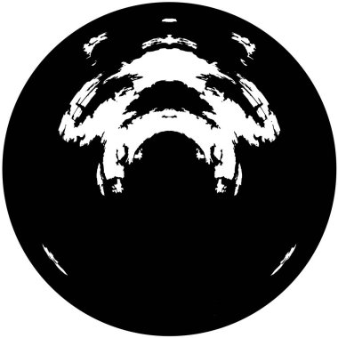 Grunge Yuvarlak Elementi. Yaratıcı Grafik Tasarımı İçin Soyut Çember Boyama. Tehlike Doku Arkaplanı. Bir Kaleydoskop 'un geometrik elementlerine sahip bir halka biçiminde arkaplan.