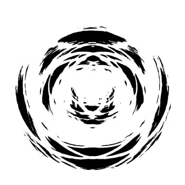 Grunge Yuvarlak Elementi. Yaratıcı Grafik Tasarımı İçin Soyut Çember Boyama. Tehlike Doku Arkaplanı. Bir Kaleydoskop 'un geometrik elementlerine sahip bir halka biçiminde arkaplan.