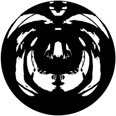 Grunge Yuvarlak Elementi. Yaratıcı Grafik Tasarımı İçin Soyut Çember Boyama. Tehlike Doku Arkaplanı. Bir Kaleydoskop 'un geometrik elementlerine sahip bir halka biçiminde arkaplan.