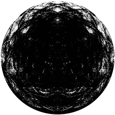 Grunge Yuvarlak Elementi. Yaratıcı Grafik Tasarımı İçin Soyut Çember Boyama. Tehlike Doku Arkaplanı. Bir Kaleydoskop 'un geometrik elementlerine sahip bir halka biçiminde arkaplan.