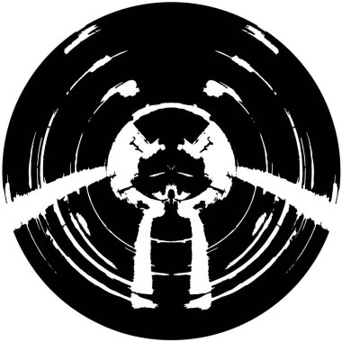 Grunge Yuvarlak Elementi. Yaratıcı Grafik Tasarımı İçin Soyut Çember Boyama. Tehlike Doku Arkaplanı. Bir Kaleydoskop 'un geometrik elementlerine sahip bir halka biçiminde arkaplan.