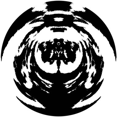 Grunge Yuvarlak Elementi. Yaratıcı Grafik Tasarımı İçin Soyut Çember Boyama. Tehlike Doku Arkaplanı. Bir Kaleydoskop 'un geometrik elementlerine sahip bir halka biçiminde arkaplan.