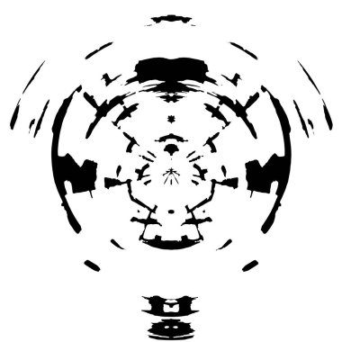 Grunge Yuvarlak Elementi. Yaratıcı Grafik Tasarımı İçin Soyut Çember Boyama. Tehlike Doku Arkaplanı. Bir Kaleydoskop 'un geometrik elementlerine sahip bir halka biçiminde arkaplan.