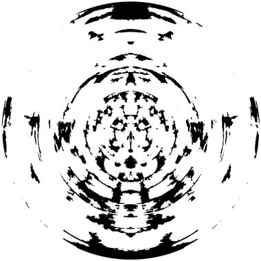 Grunge Yuvarlak Elementi. Yaratıcı Grafik Tasarımı İçin Soyut Çember Boyama. Tehlike Doku Arkaplanı. Bir Kaleydoskop 'un geometrik elementlerine sahip bir halka biçiminde arkaplan.