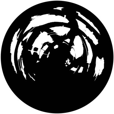 Grunge Yuvarlak Elementi. Yaratıcı Grafik Tasarımı İçin Soyut Çember Boyama. Tehlike Doku Arkaplanı. Bir Kaleydoskop 'un geometrik elementlerine sahip bir halka biçiminde arkaplan.