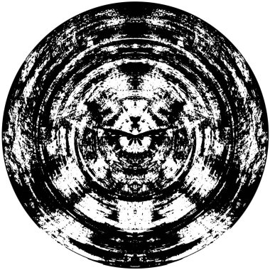 Grunge Yuvarlak Elementi. Yaratıcı Grafik Tasarımı İçin Soyut Çember Boyama. Tehlike Doku Arkaplanı. Bir Kaleydoskop 'un geometrik elementlerine sahip bir halka biçiminde arkaplan.