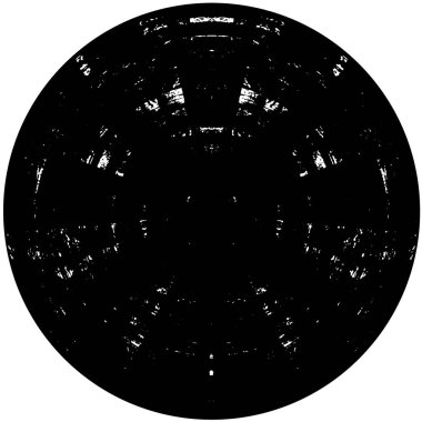 Grunge Yuvarlak Elementi. Yaratıcı Grafik Tasarımı İçin Soyut Çember Boyama. Tehlike Doku Arkaplanı. Bir Kaleydoskop 'un geometrik elementlerine sahip bir halka biçiminde arkaplan.