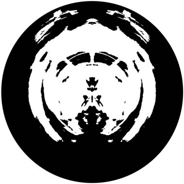 Grunge Yuvarlak Elementi. Yaratıcı Grafik Tasarımı İçin Soyut Çember Boyama. Tehlike Doku Arkaplanı. Bir Kaleydoskop 'un geometrik elementlerine sahip bir halka biçiminde arkaplan.