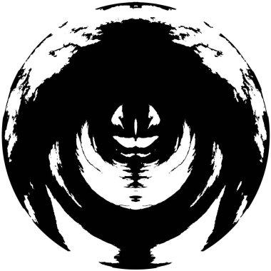 Grunge Yuvarlak Elementi. Yaratıcı Grafik Tasarımı İçin Soyut Çember Boyama. Tehlike Doku Arkaplanı. Bir Kaleydoskop 'un geometrik elementlerine sahip bir halka biçiminde arkaplan.